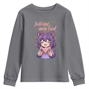 Just One More Game Youth Sweatshirt Cute Girl Playing Game Humor Gift TS12 Charcoal Print Your Wear