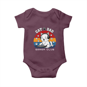 Funny Cat Dad Gamer Club Baby Onesie Gamer Cat Lover Gift TS12 Maroon Print Your Wear