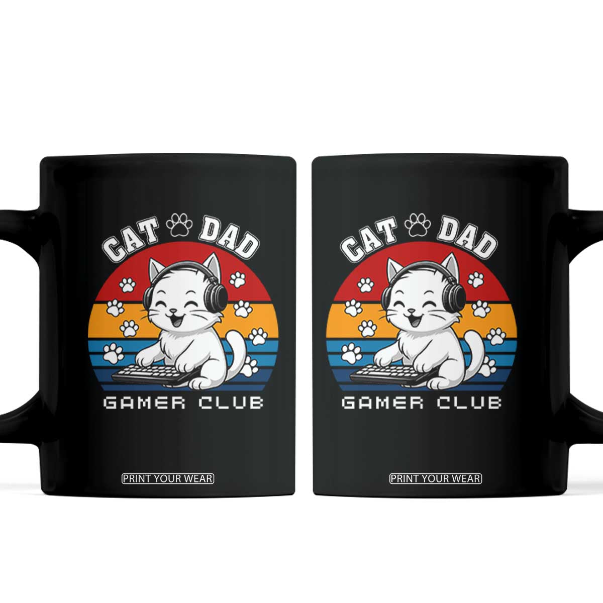 Funny Cat Dad Gamer Club Coffee Mug Gamer Cat Lover Gift TS12 Black Print Your Wear
