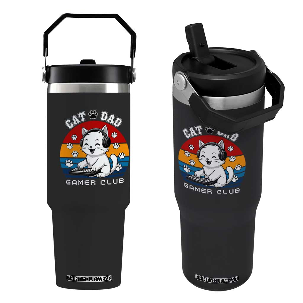 Funny Cat Dad Gamer Club Flip Straw Tumbler Gamer Cat Lover Gift TS12 One Size: 30 oz Black Print Your Wear