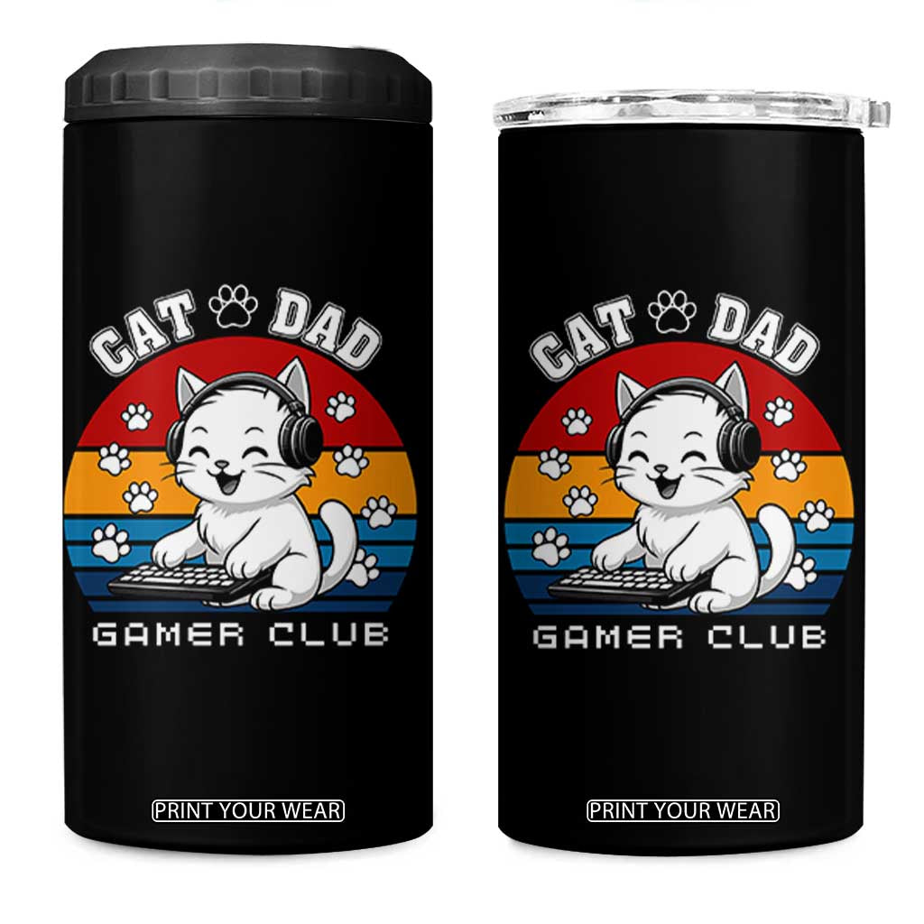 Funny Cat Dad Gamer Club 4 in 1 Can Cooler Tumbler Gamer Cat Lover Gift TS12 One Size: 16 oz Black Print Your Wear