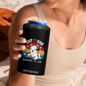 Funny Cat Dad Gamer Club 4 in 1 Can Cooler Tumbler Gamer Cat Lover Gift TS12 Print Your Wear