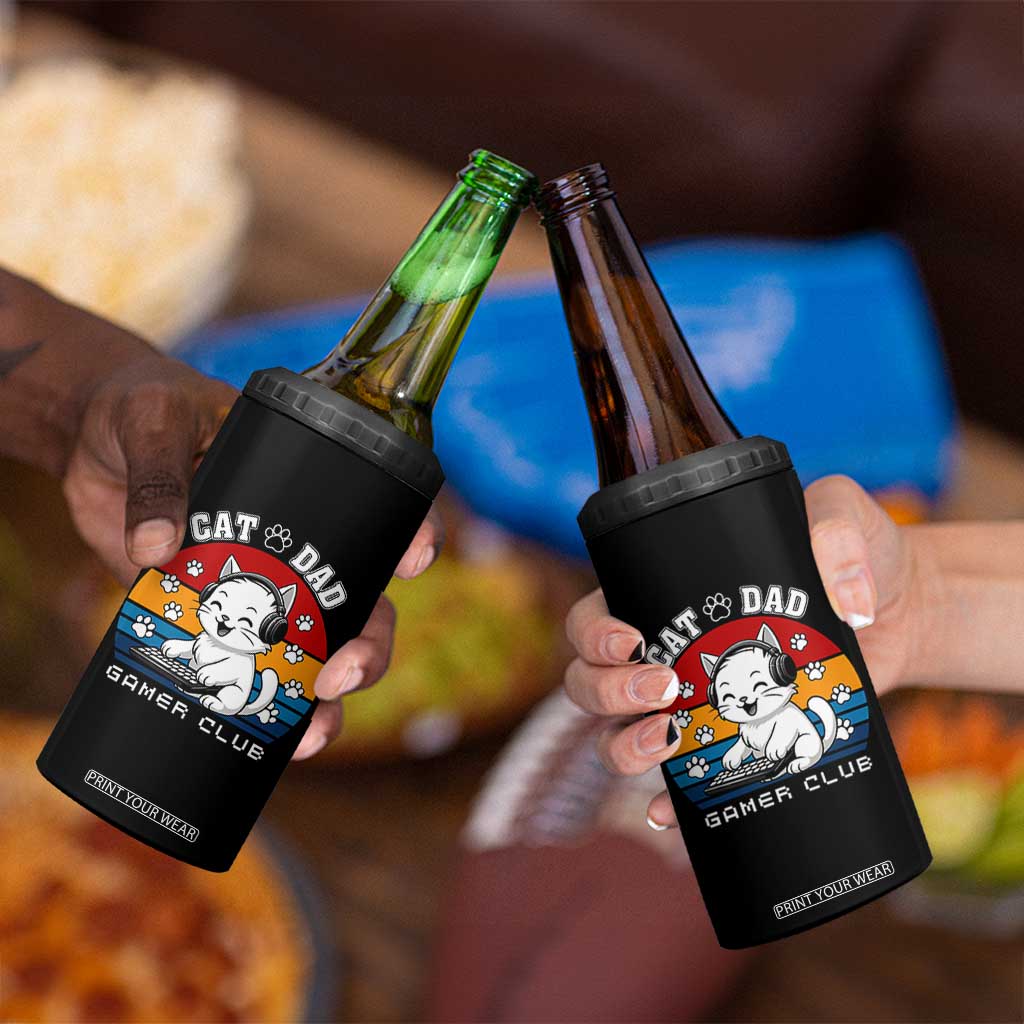 Funny Cat Dad Gamer Club 4 in 1 Can Cooler Tumbler Gamer Cat Lover Gift TS12 Print Your Wear
