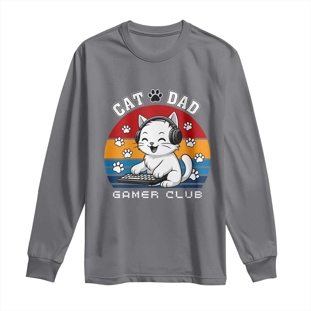 Funny Cat Dad Gamer Club Long Sleeve Shirt Gamer Cat Lover Gift TS12 Charcoal Print Your Wear