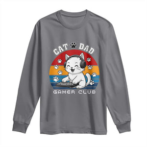 Funny Cat Dad Gamer Club Long Sleeve Shirt Gamer Cat Lover Gift TS12 Charcoal Print Your Wear