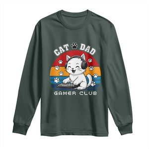 Funny Cat Dad Gamer Club Long Sleeve Shirt Gamer Cat Lover Gift TS12 Dark Forest Green Print Your Wear