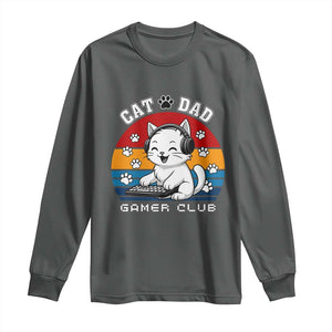 Funny Cat Dad Gamer Club Long Sleeve Shirt Gamer Cat Lover Gift TS12 Dark Heather Print Your Wear