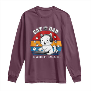 Funny Cat Dad Gamer Club Long Sleeve Shirt Gamer Cat Lover Gift TS12 Maroon Print Your Wear