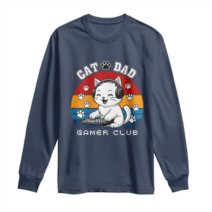 Funny Cat Dad Gamer Club Long Sleeve Shirt Gamer Cat Lover Gift TS12 Navy Print Your Wear
