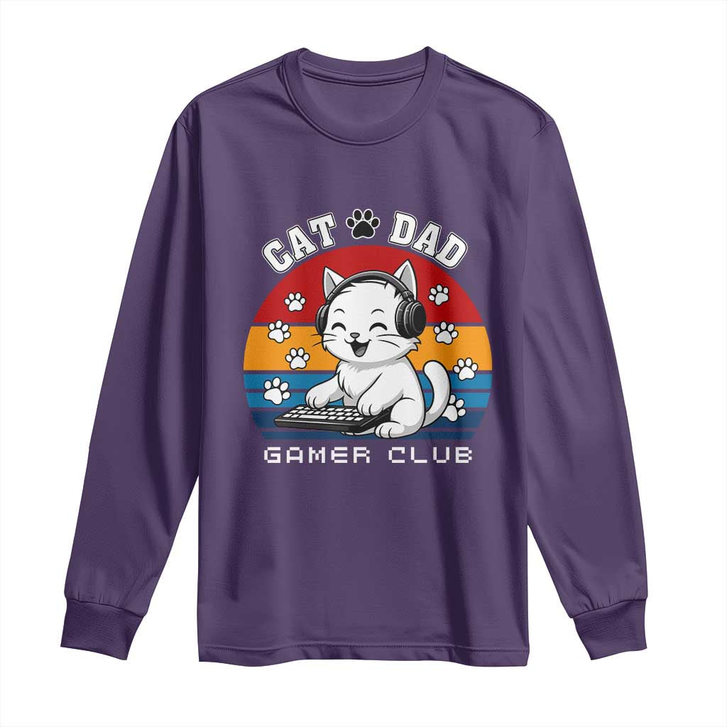 Funny Cat Dad Gamer Club Long Sleeve Shirt Gamer Cat Lover Gift TS12 Purple Print Your Wear