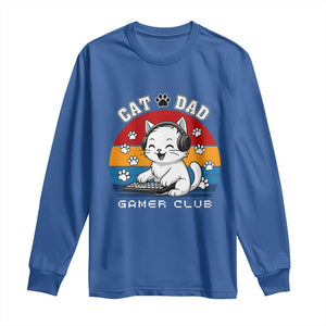 Funny Cat Dad Gamer Club Long Sleeve Shirt Gamer Cat Lover Gift TS12 Royal Blue Print Your Wear