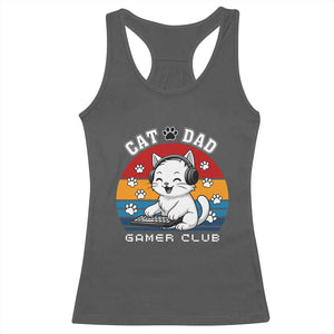 Funny Cat Dad Gamer Club Racerback Tank Top Gamer Cat Lover Gift TS12 Dark Heather Print Your Wear