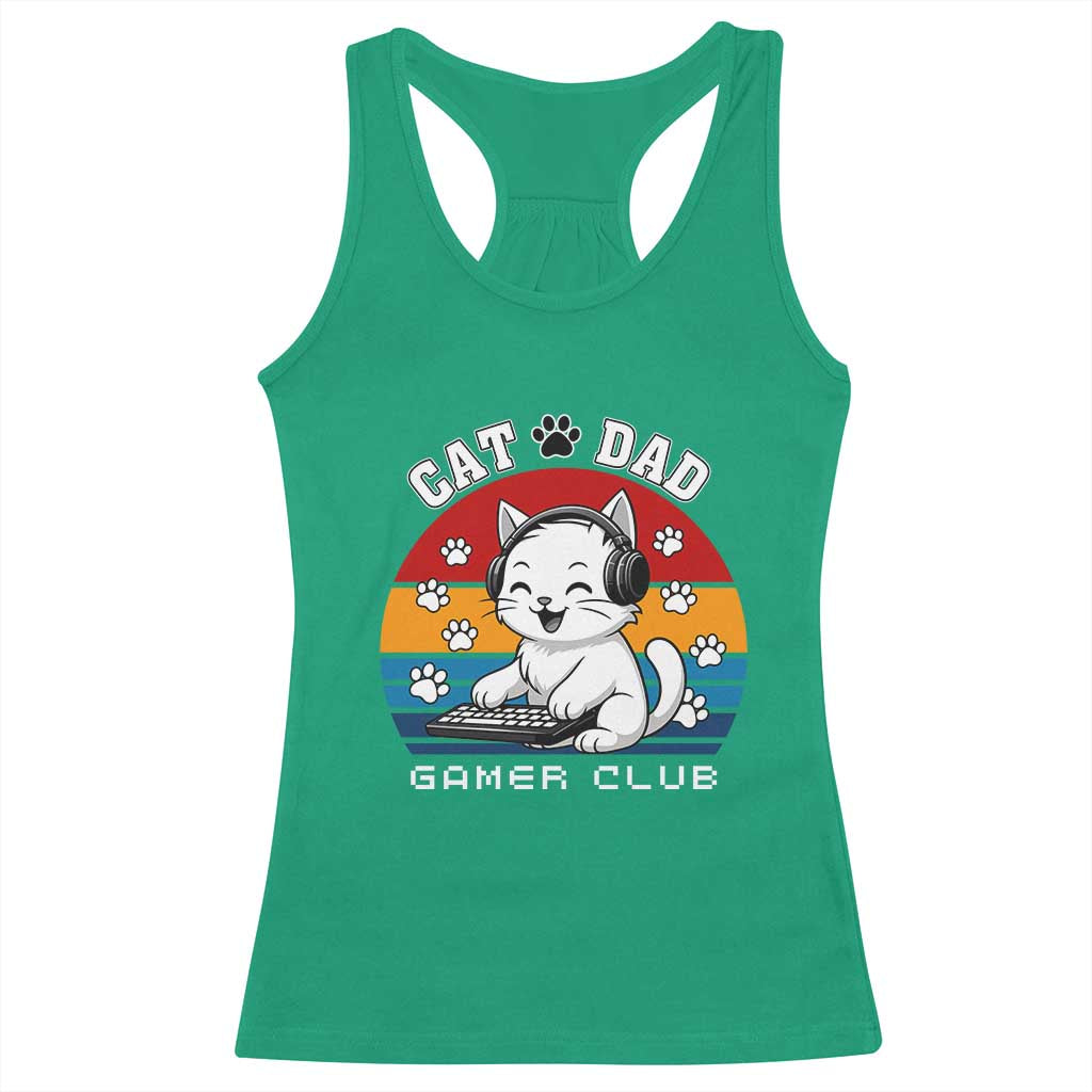 Funny Cat Dad Gamer Club Racerback Tank Top Gamer Cat Lover Gift TS12 Irish Green Print Your Wear