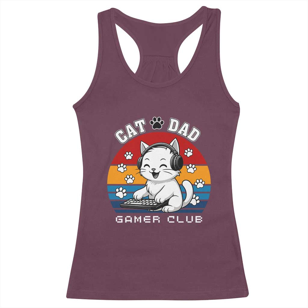 Funny Cat Dad Gamer Club Racerback Tank Top Gamer Cat Lover Gift TS12 Maroon Print Your Wear