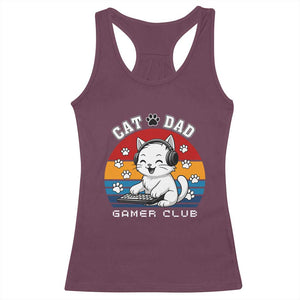 Funny Cat Dad Gamer Club Racerback Tank Top Gamer Cat Lover Gift TS12 Maroon Print Your Wear