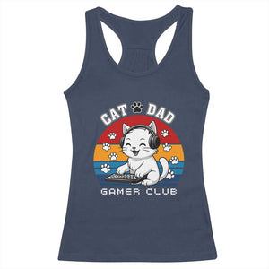 Funny Cat Dad Gamer Club Racerback Tank Top Gamer Cat Lover Gift TS12 Navy Print Your Wear