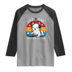 Funny Cat Dad Gamer Club Raglan Shirt Gamer Cat Lover Gift TS12 Sport Gray Black Print Your Wear