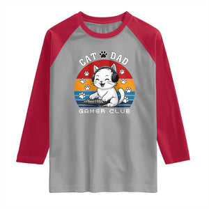 Funny Cat Dad Gamer Club Raglan Shirt Gamer Cat Lover Gift TS12 Sport Gray Red Print Your Wear