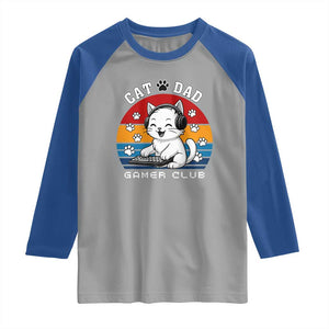 Funny Cat Dad Gamer Club Raglan Shirt Gamer Cat Lover Gift TS12 Sport Gray Royal Print Your Wear