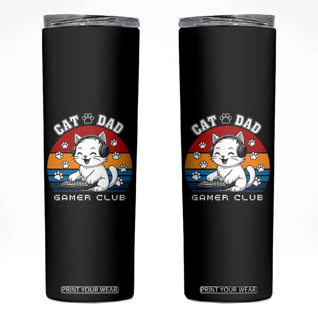 Funny Cat Dad Gamer Club Skinny Tumbler Gamer Cat Lover Gift TS12 Black Print Your Wear