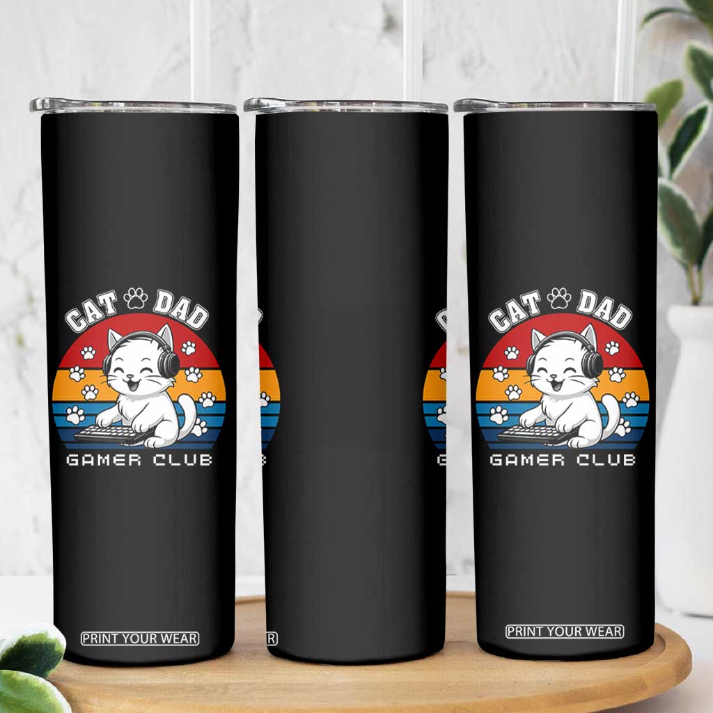 Funny Cat Dad Gamer Club Skinny Tumbler Gamer Cat Lover Gift TS12 Print Your Wear