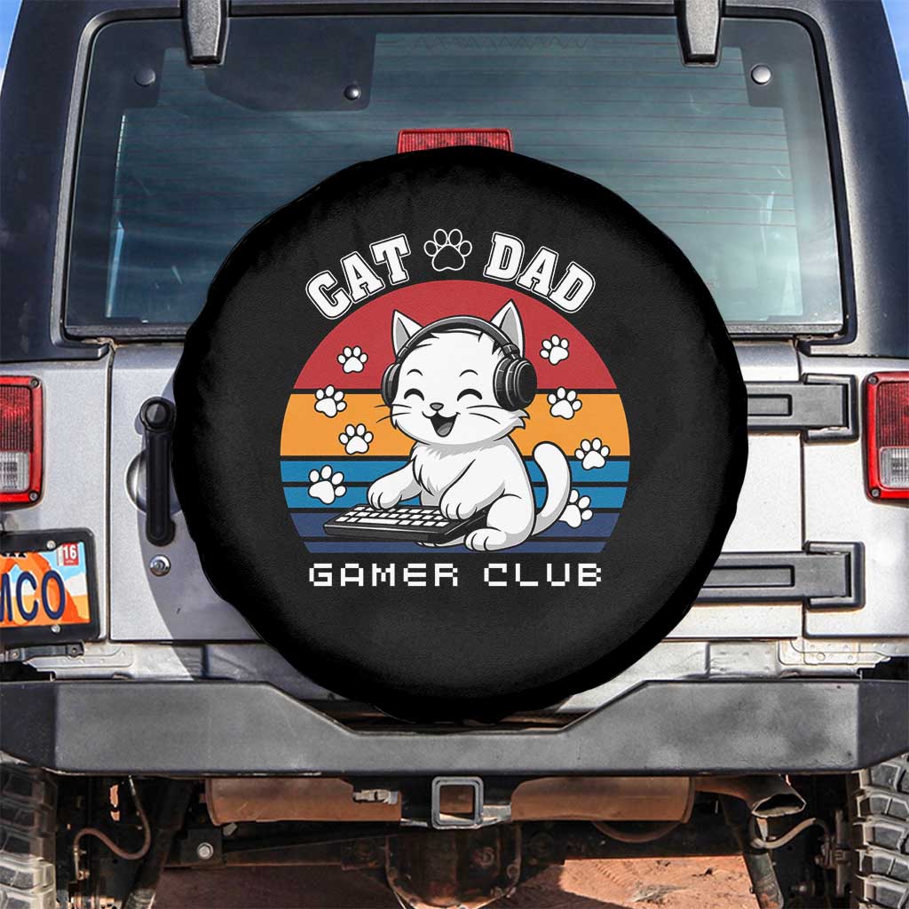 Funny Cat Dad Gamer Club Spare Tire Cover Gamer Cat Lover Gift TS12 No hole Black Print Your Wear