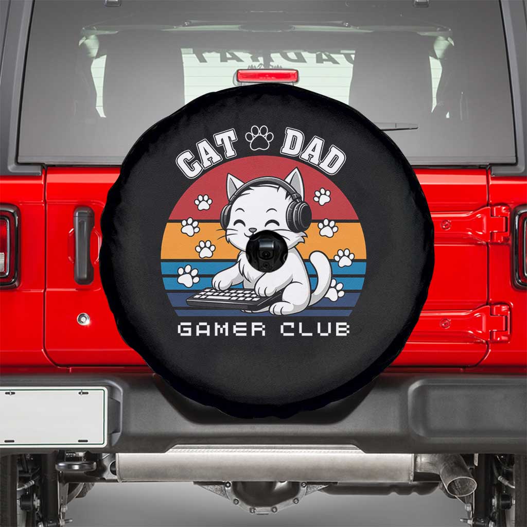 Funny Cat Dad Gamer Club Spare Tire Cover Gamer Cat Lover Gift TS12 Black Print Your Wear