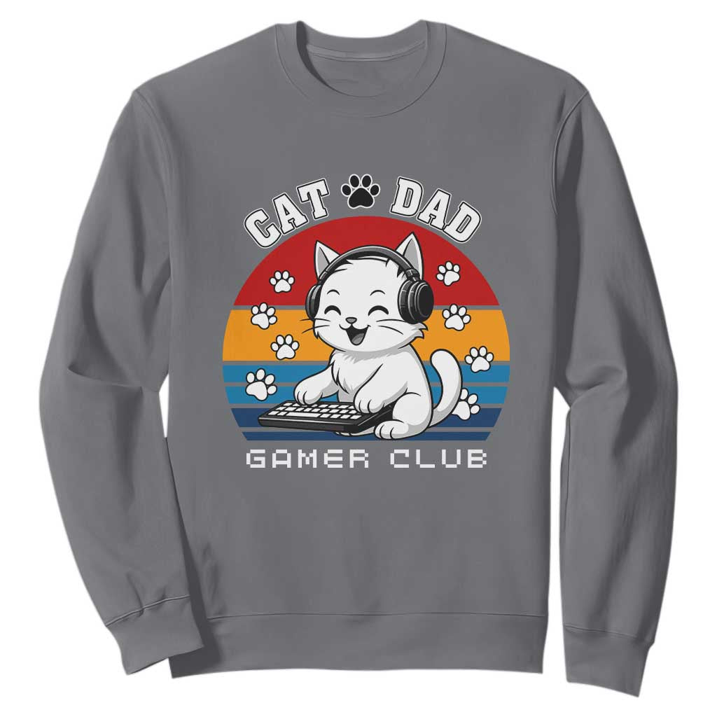 Funny Cat Dad Gamer Club Sweatshirt Gamer Cat Lover Gift TS12 Charcoal Print Your Wear