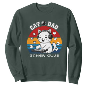 Funny Cat Dad Gamer Club Sweatshirt Gamer Cat Lover Gift TS12 Dark Forest Green Print Your Wear