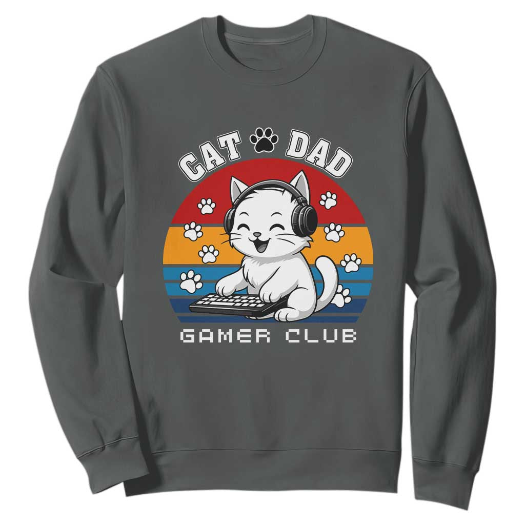 Funny Cat Dad Gamer Club Sweatshirt Gamer Cat Lover Gift TS12 Dark Heather Print Your Wear
