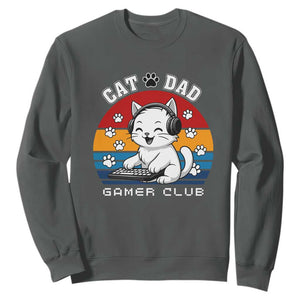 Funny Cat Dad Gamer Club Sweatshirt Gamer Cat Lover Gift TS12 Dark Heather Print Your Wear