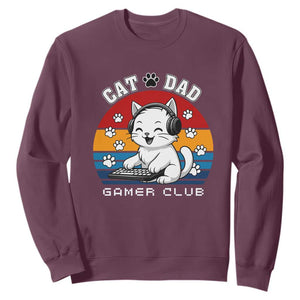 Funny Cat Dad Gamer Club Sweatshirt Gamer Cat Lover Gift TS12 Maroon Print Your Wear