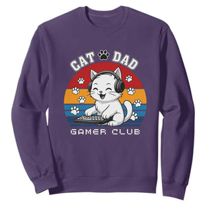Funny Cat Dad Gamer Club Sweatshirt Gamer Cat Lover Gift TS12 Purple Print Your Wear