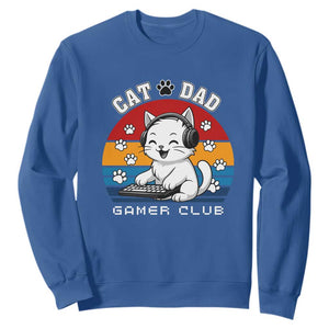 Funny Cat Dad Gamer Club Sweatshirt Gamer Cat Lover Gift TS12 Royal Blue Print Your Wear