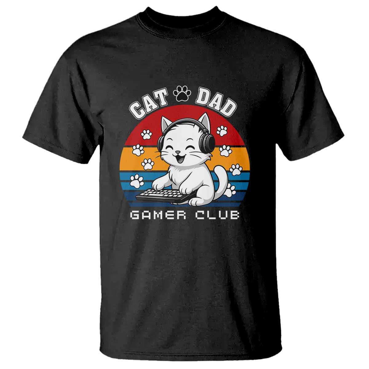 Funny Cat Dad Gamer Club T Shirt Gamer Cat Lover Gift TS12 Black Print Your Wear