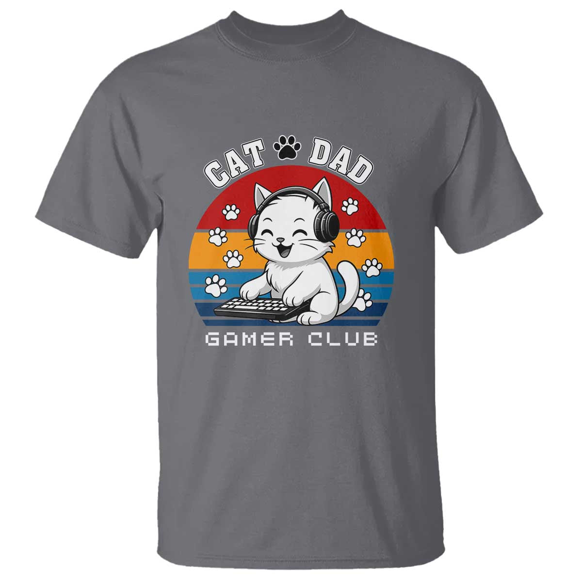 Funny Cat Dad Gamer Club T Shirt Gamer Cat Lover Gift TS12 Charcoal Print Your Wear