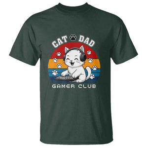 Funny Cat Dad Gamer Club T Shirt Gamer Cat Lover Gift TS12 Dark Forest Green Print Your Wear