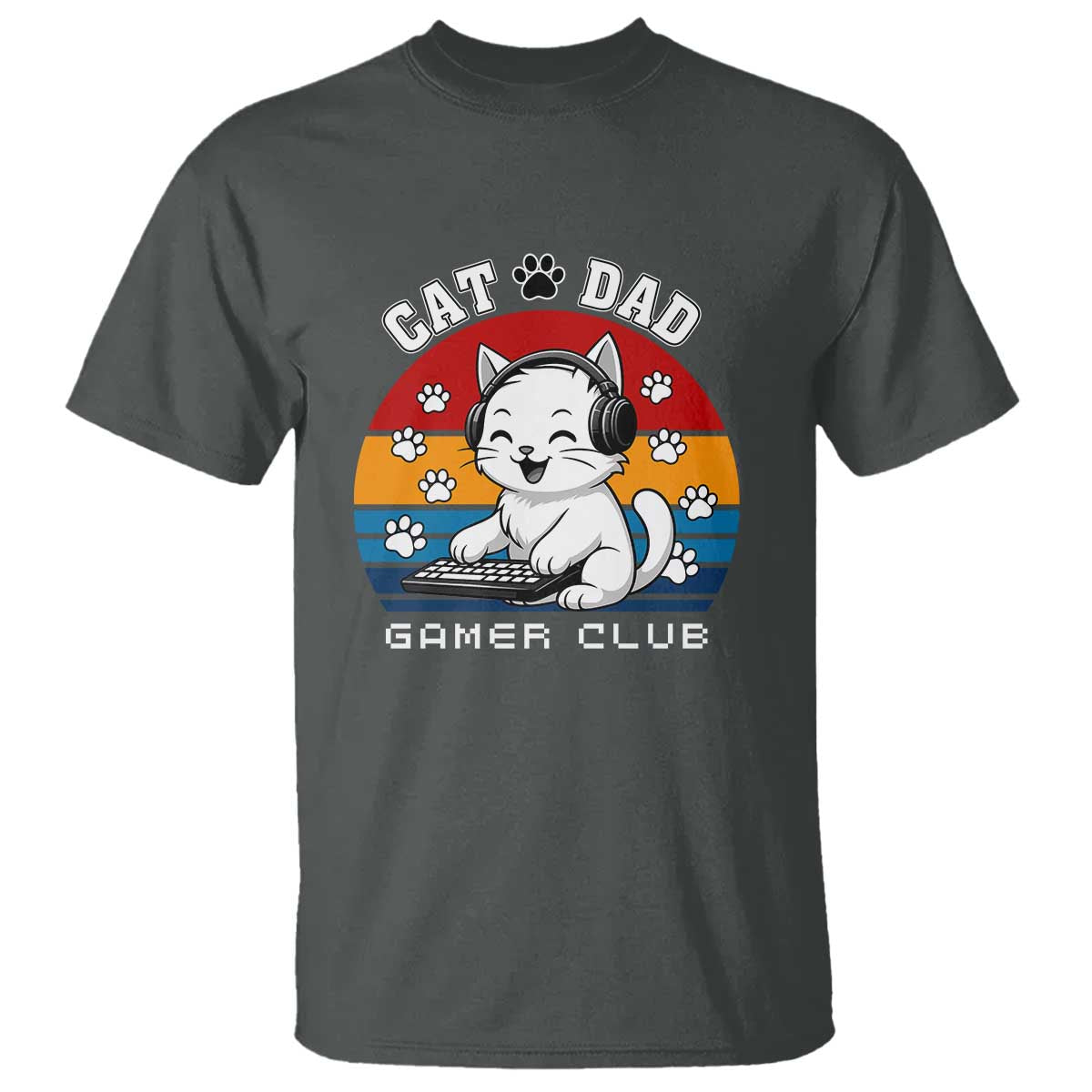 Funny Cat Dad Gamer Club T Shirt Gamer Cat Lover Gift TS12 Dark Heather Print Your Wear