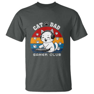 Funny Cat Dad Gamer Club T Shirt Gamer Cat Lover Gift TS12 Dark Heather Print Your Wear