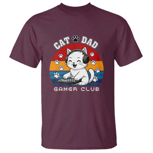 Funny Cat Dad Gamer Club T Shirt Gamer Cat Lover Gift TS12 Maroon Print Your Wear