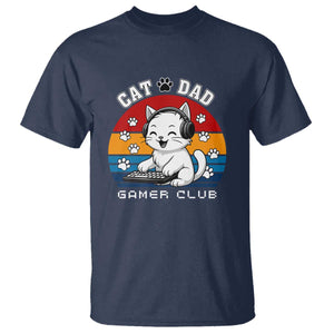 Funny Cat Dad Gamer Club T Shirt Gamer Cat Lover Gift TS12 Navy Print Your Wear