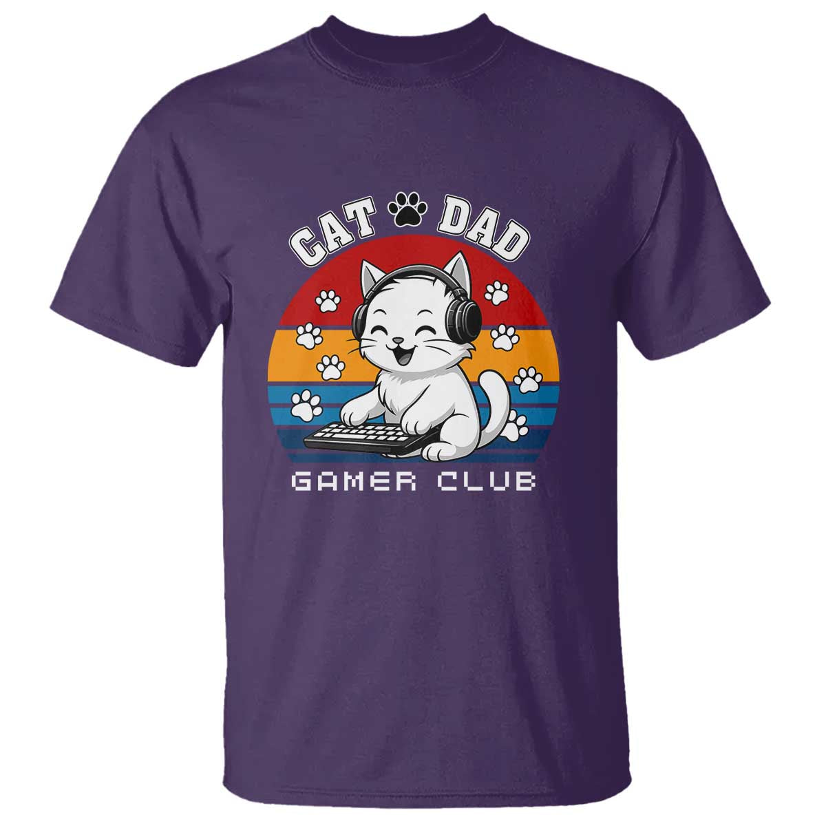 Funny Cat Dad Gamer Club T Shirt Gamer Cat Lover Gift TS12 Purple Print Your Wear