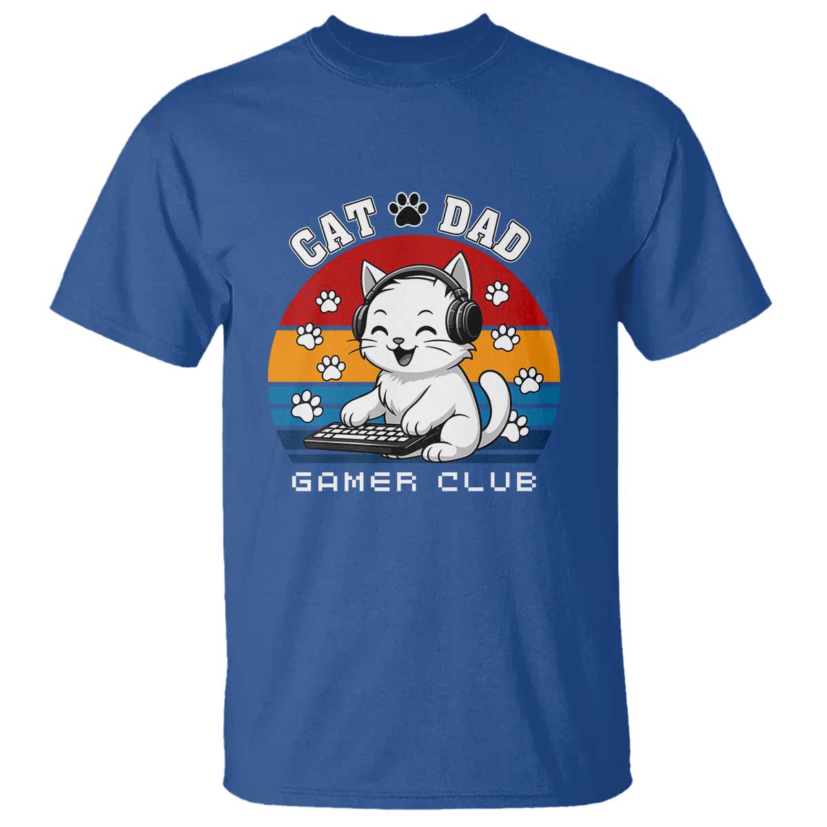 Funny Cat Dad Gamer Club T Shirt Gamer Cat Lover Gift TS12 Royal Blue Print Your Wear