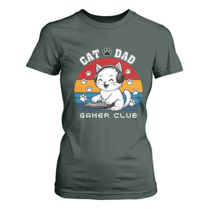 Funny Cat Dad Gamer Club T Shirt For Women Gamer Cat Lover Gift TS12 Dark Forest Green Print Your Wear