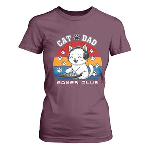 Funny Cat Dad Gamer Club T Shirt For Women Gamer Cat Lover Gift TS12 Maroon Print Your Wear