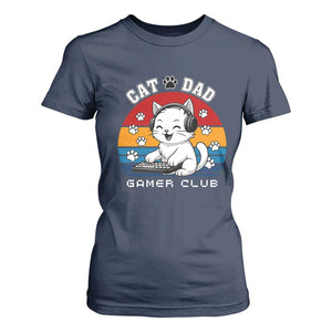 Funny Cat Dad Gamer Club T Shirt For Women Gamer Cat Lover Gift TS12 Navy Print Your Wear