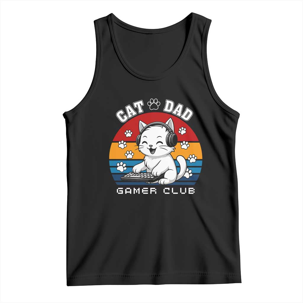 Funny Cat Dad Gamer Club Tank Top Gamer Cat Lover Gift TS12 Black Print Your Wear