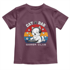 Funny Cat Dad Gamer Club Toddler T Shirt Gamer Cat Lover Gift TS12 Maroon Print Your Wear
