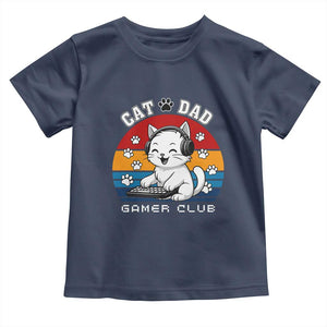 Funny Cat Dad Gamer Club Toddler T Shirt Gamer Cat Lover Gift TS12 Navy Print Your Wear