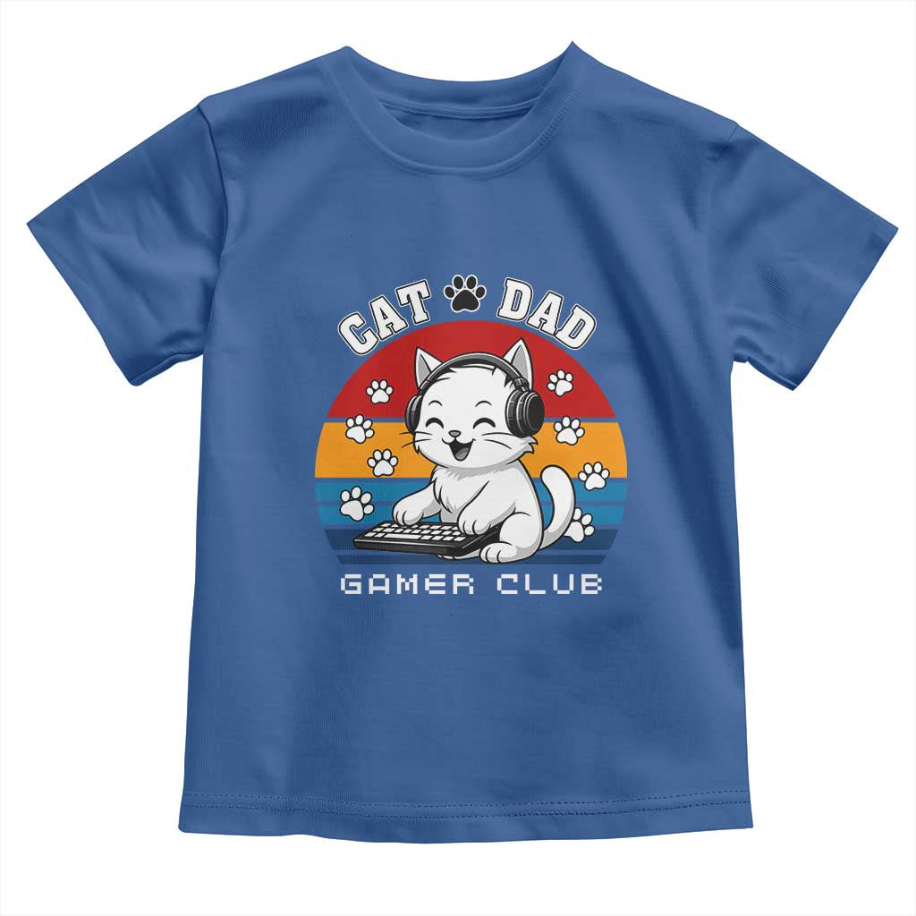 Funny Cat Dad Gamer Club Toddler T Shirt Gamer Cat Lover Gift TS12 Royal Blue Print Your Wear